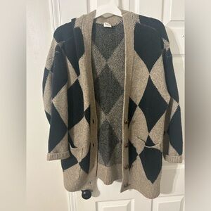 ABERCROMBIE & FITCH Soft A&F Collection Diamond Grandpa Cardigan Sweater LARGE
